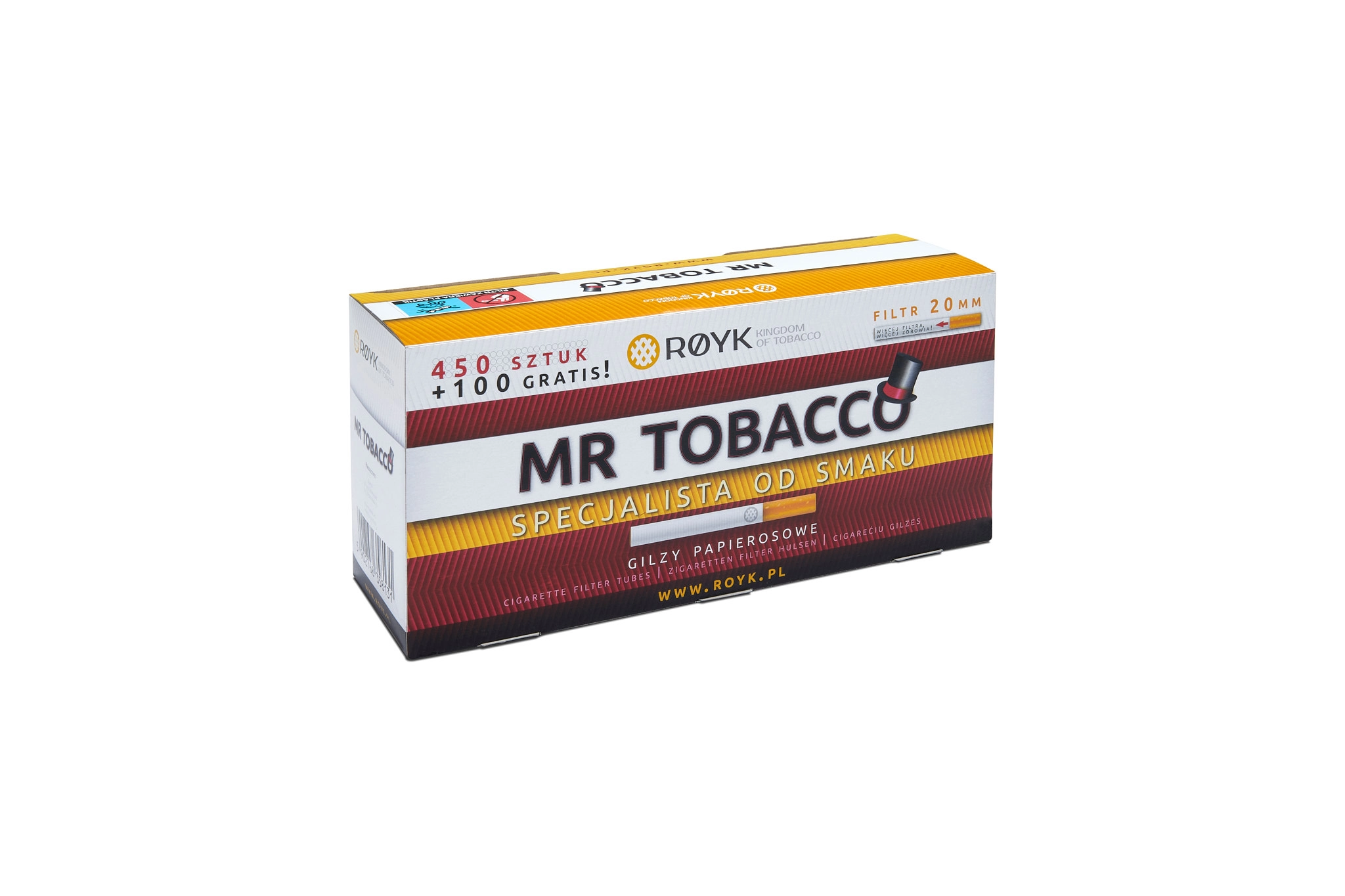 Gilzy MR Tobacco 550 sztuk długi filtr 20 mm